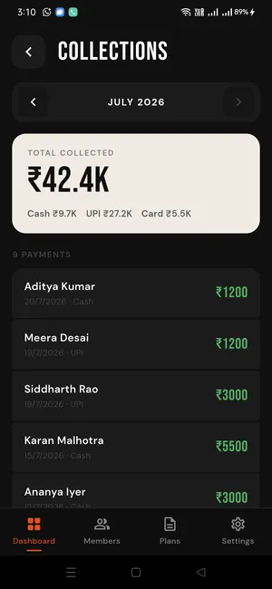 GymOrigin collections screen